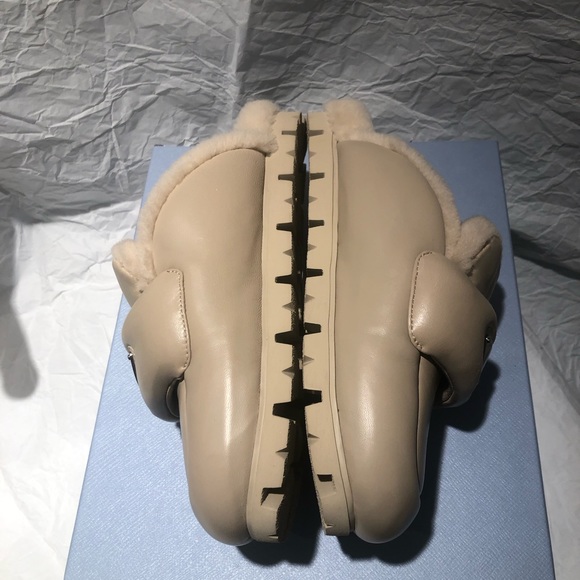 Prada Size 36 Nappa Leather Shearling Mules Rare !!! Extra-light Authentic - Picture 7 of 16